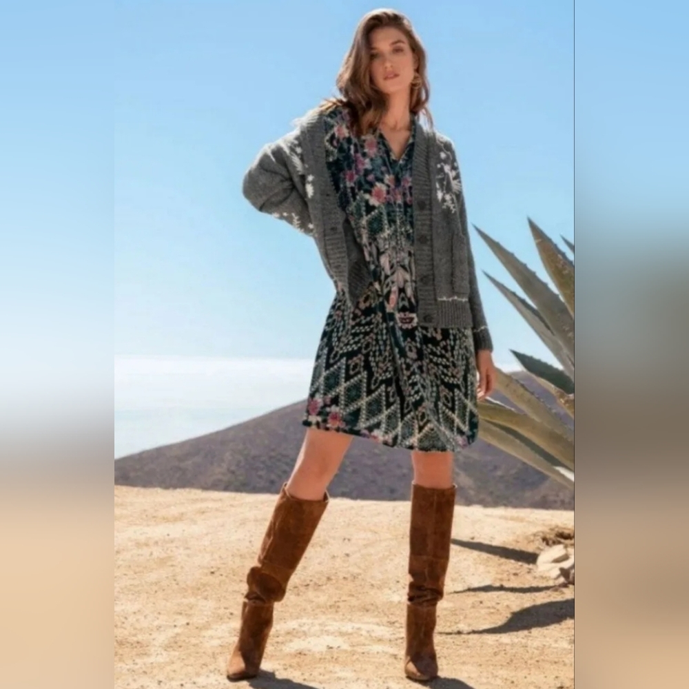 SOLD - Johnny Was Marami Burnout Velvet Dress Retail $298 Size XS